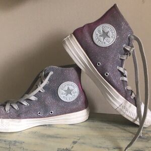 Chuck Taylor all star high top converse sneakers. Iridescent glitter.